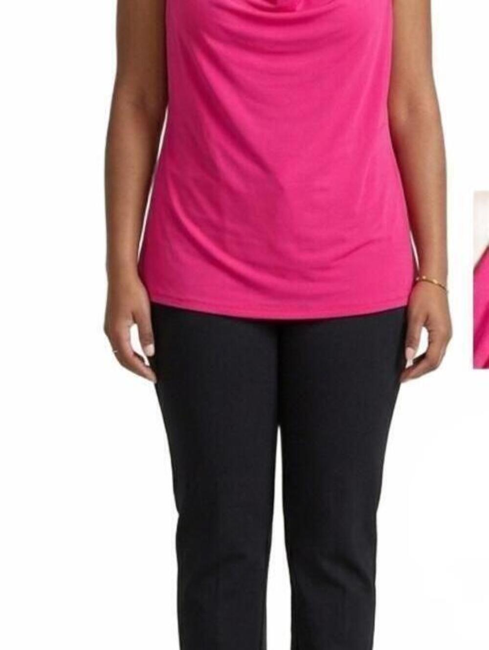 Cato Ladies Bright Fuschia Pink Sleeveless Blouse Draped Neckline Stretch Knit P